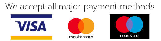 Visa, Mastercard, Maestro accepted